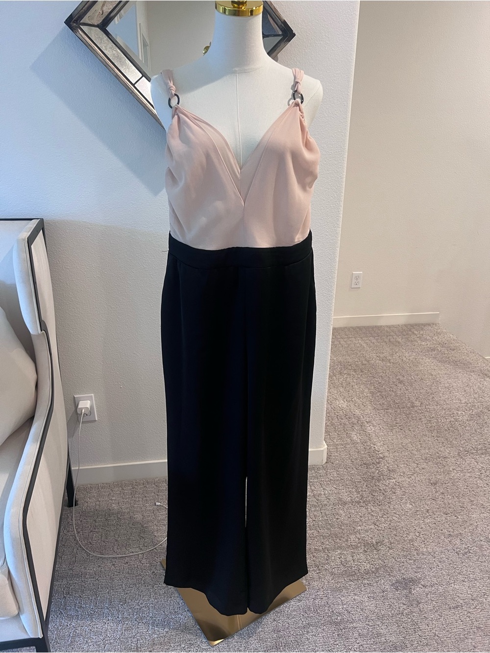 Reiss Blush Pink & Black Two-Tone Jumpsuit